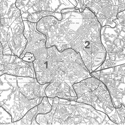 Mappa del Comune di Roma stradale in bianco e nero