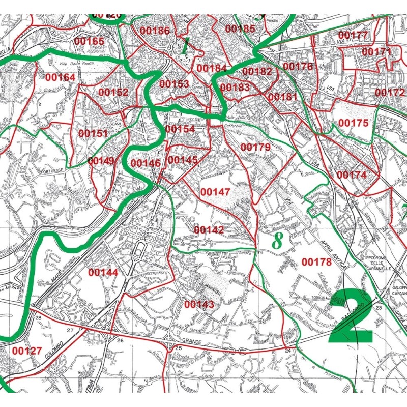 Mappa del Comune di Roma stradale in bianco e nero
