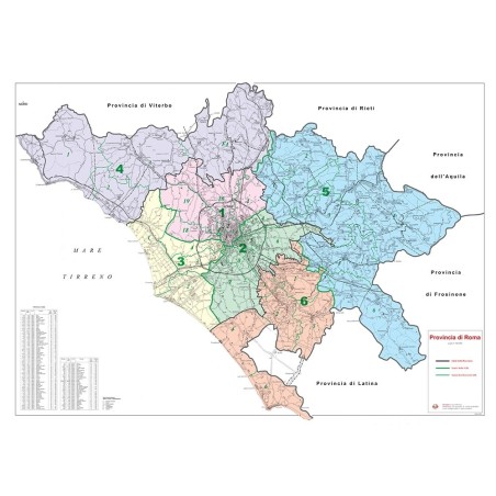 Provincia di Roma con ASL e CAP carta stradale