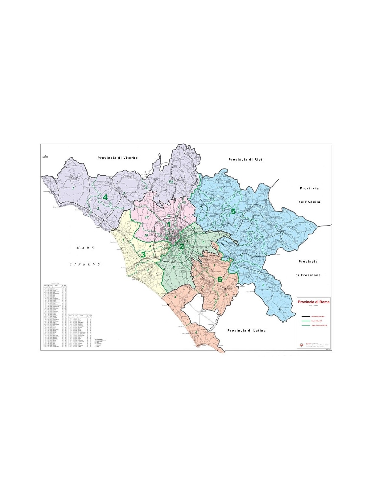 Carta stradale della provincia di Roma