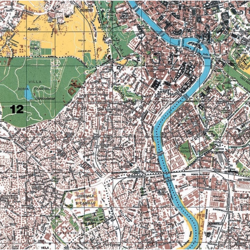 Carta geografica a colori di Roma