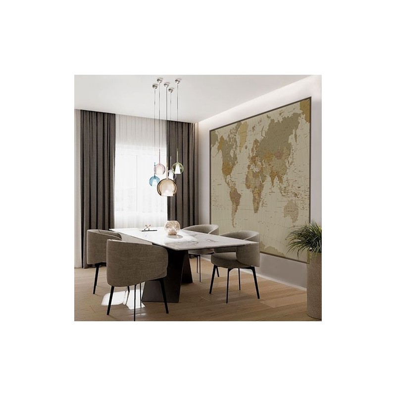 Sepia map of the world  cm. 140 x 90