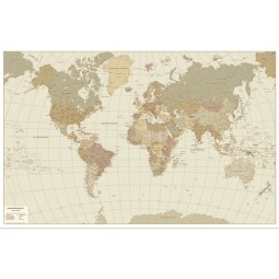Sepia map of the world  cm. 140 x 90