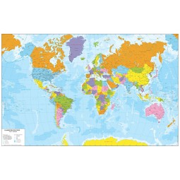 Political color map of the world cm 140 x 90
