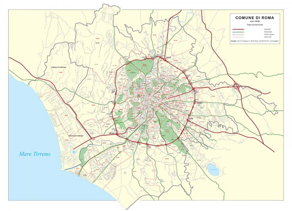 Comune di Roma con CAP a colori CARTOGRAFICA VISCEGLIA