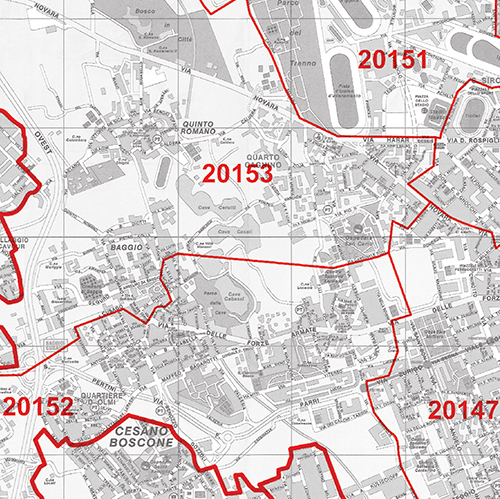 Milano con CAP CARTOGRAFICA VISCEGLIA