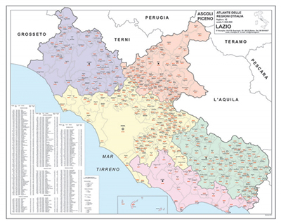 Mappa della regione LAZIO con CAP a colori