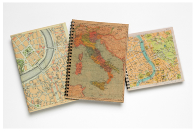 Quaderni di viaggio con stampa carte geografiche in copertina